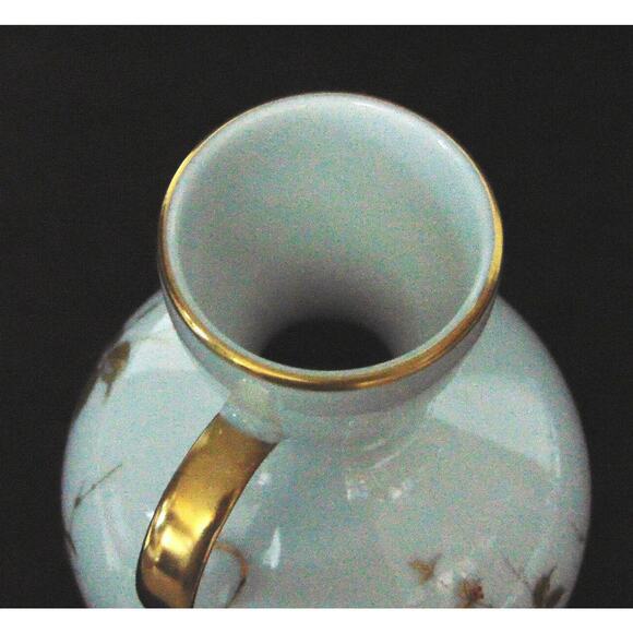 Albath Kaiser Annelie Sake Pitcher 6.5" Vase Gold Leaf Handled Signed Vtg Saki - Picture 4 of 5